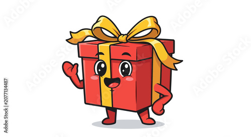 Cheerful Gift Box Character Vector Illustration