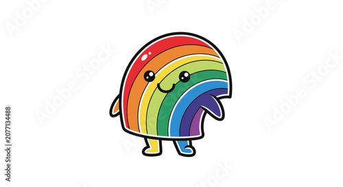 Cute Rainbow Character Vector Illustration