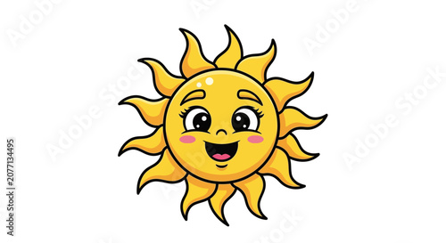 Happy Sun Character Cartoon Illustration