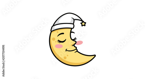 Sleeping Crescent Moon Cartoon Vector