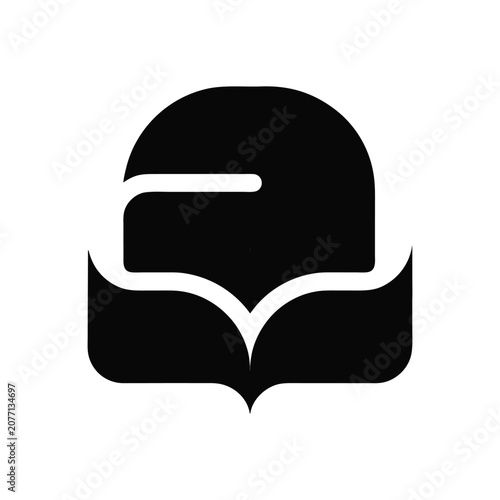 Foto Black Silhouette of a Knight's Helmet on a White Background