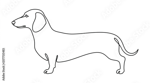  Continuous line art dachshund dog vector with elegant single line pet silhouette stroke for minimalist animal veterinary clinic logo design