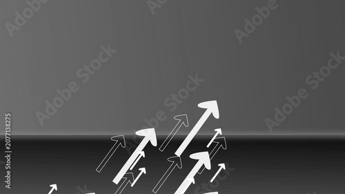Upward arrows gradient background animation, Stylized abstract animated of multiple arrows rising diagonally