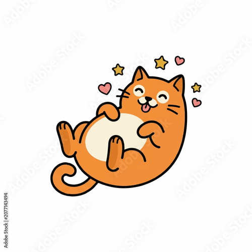 Tableau sur toile A joyous orange tabby feline displays a playful expression while rolling around