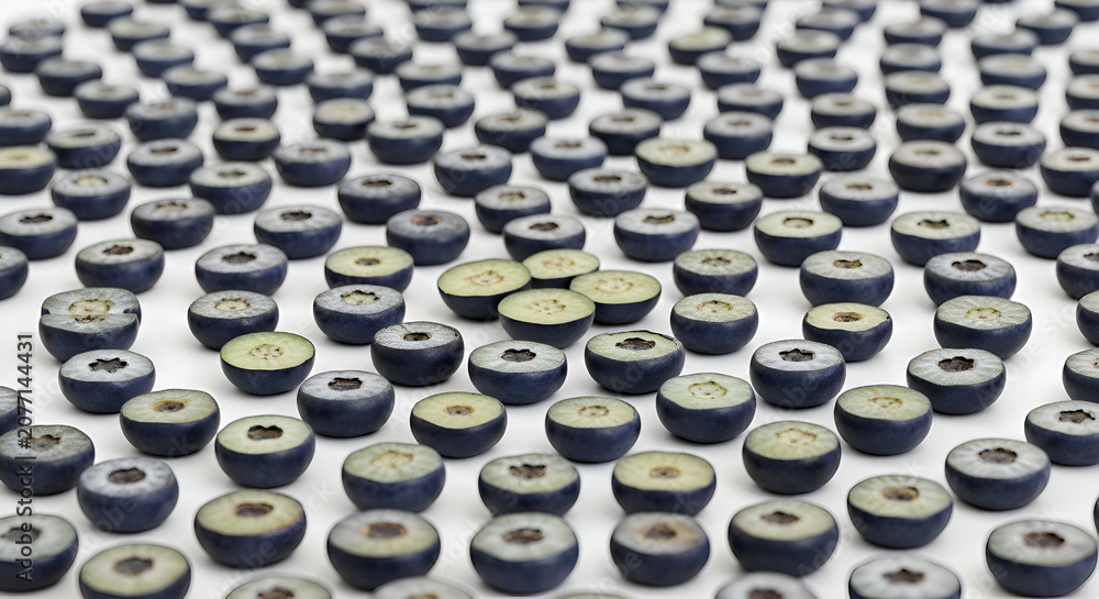 Fototapeta premium Fresh Mushroom Slices Arranged in a Repeating Pattern