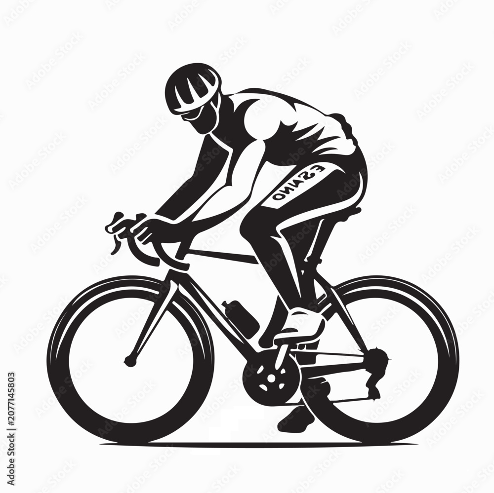 Fototapeta premium Road Cyclist Side View Logo Vector Illustration On White Background