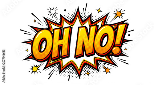 Explosion comic speech bubble with oh no text isolated on transparent background