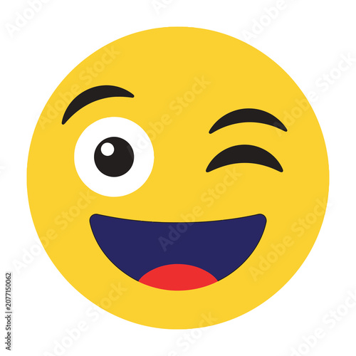 Fotografie Winking smiling face emoticon with tongue out expression