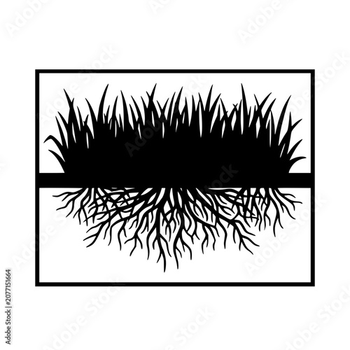 Silhouette of Grass and Roots System Graphic Design