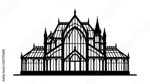 Victorian Glasshouse Greenhouse Silhouette Architectural Illustration