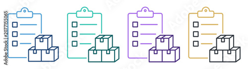 Tableau sur toile clipboard checklist stacked boxes outline icon on transparent background