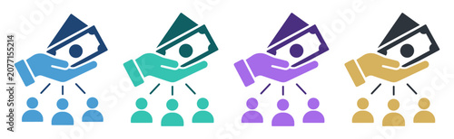 Canvastavla hand cash donation people icon set on transparent background