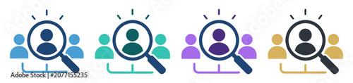 Tableau sur toile people search group magnifier set icon on transparent background
