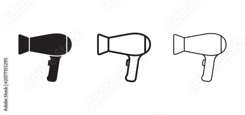 Hair dryer icons in different styles isolated on white background for beauty and grooming concepts  hairdryer  blowdryer