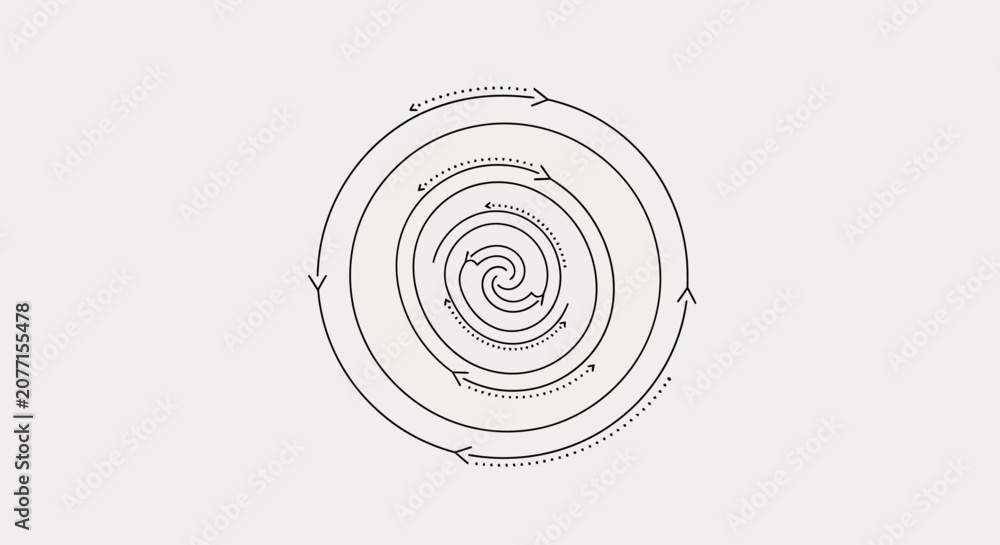 Fototapeta premium Spiral Diagram with Arrows Showing Circular Motion