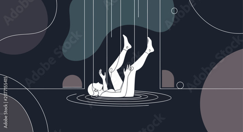 Foto Puppet Strings Controlling Figure, Loss of Control Concept Illustration