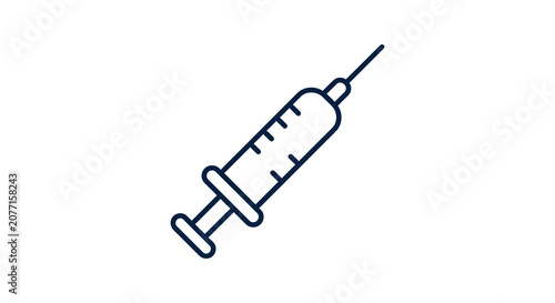Medical syringe icon line art vector illustration for injection or vaccination