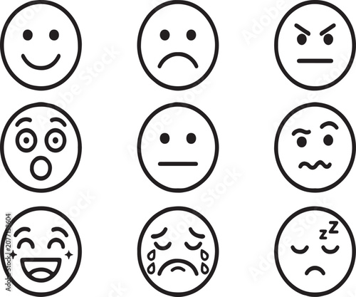 Minimalist line art emoji sets2