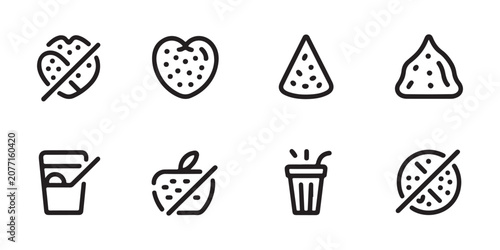 Photos Food and Drink Restrictions Line Icons Set