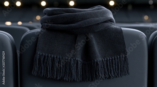 Dark Knitted Scarf on Auditorium Seat with Bokeh Lights