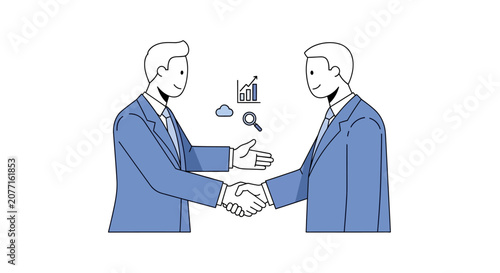 Two businessmen shaking hands in agreement.