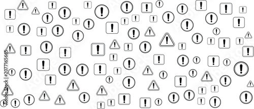 Obraz na plátně A collection of various warning signs and symbols are displayed prominently on a clean surface, showcasing a mix of icons and shapes in a clear and organized manner from a direct viewpoint