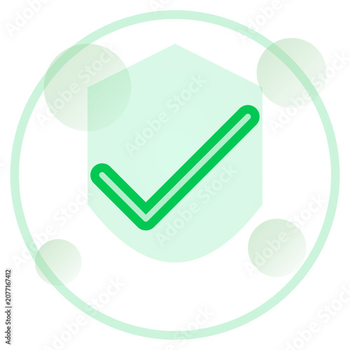 Shield checkmark icon vector illustration representing security verification and protection status in a minimalist flat design with green color palette