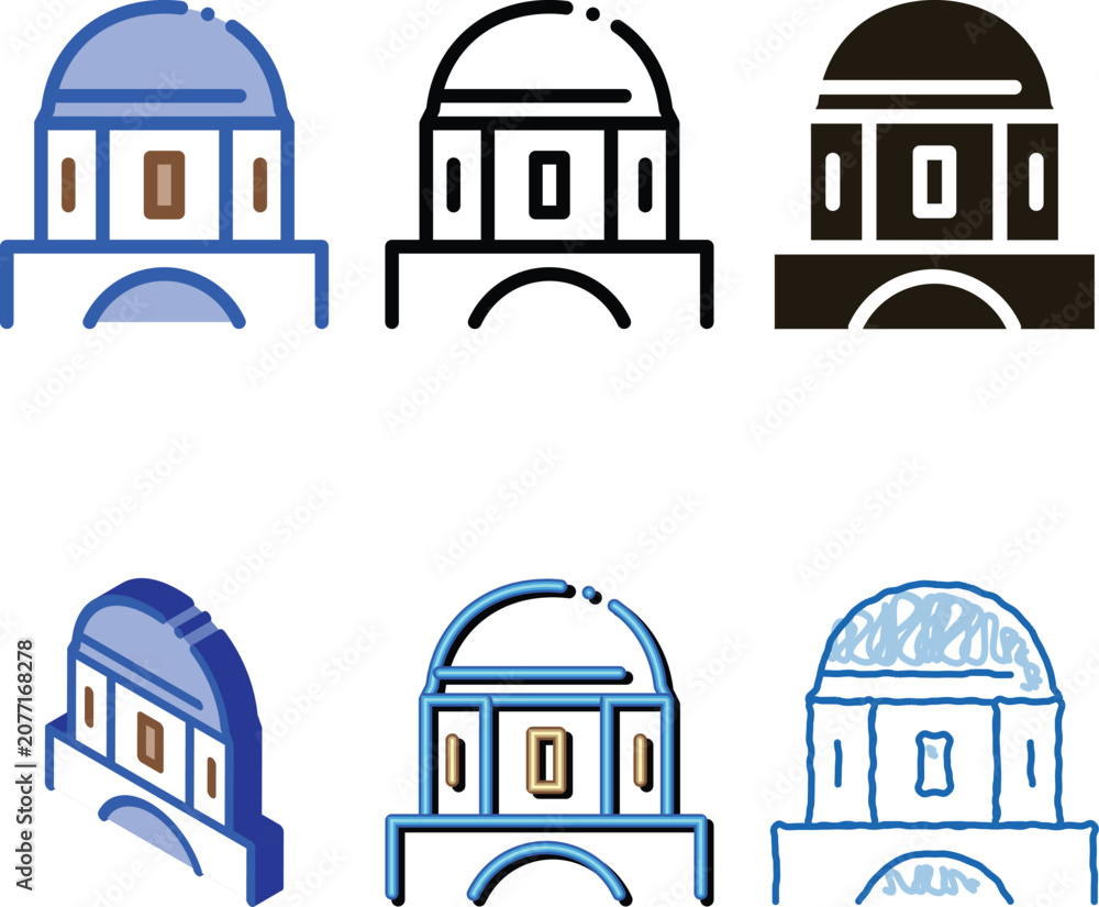 Obraz premium classical greek building dome icon vector. classical greek building dome simplified sign. color symbol