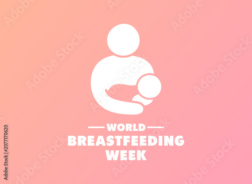World Breastfeeding Week vector illustration with a minimalist mother breastfeeding her baby icon on a gradient background.