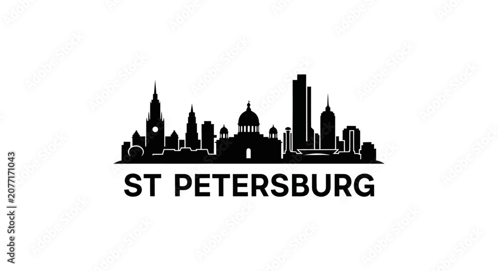 Obraz premium St Petersburg Skyline Silhouette in Black and White