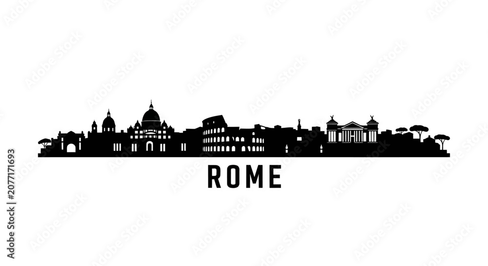 Obraz premium Rome City Skyline Silhouette: Landmark View, Vector Illustration