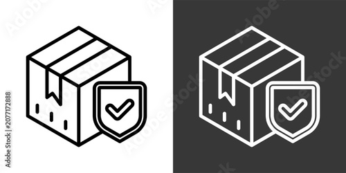 Safety Package Black And White Icon Set Collection Pack Vector Illustration