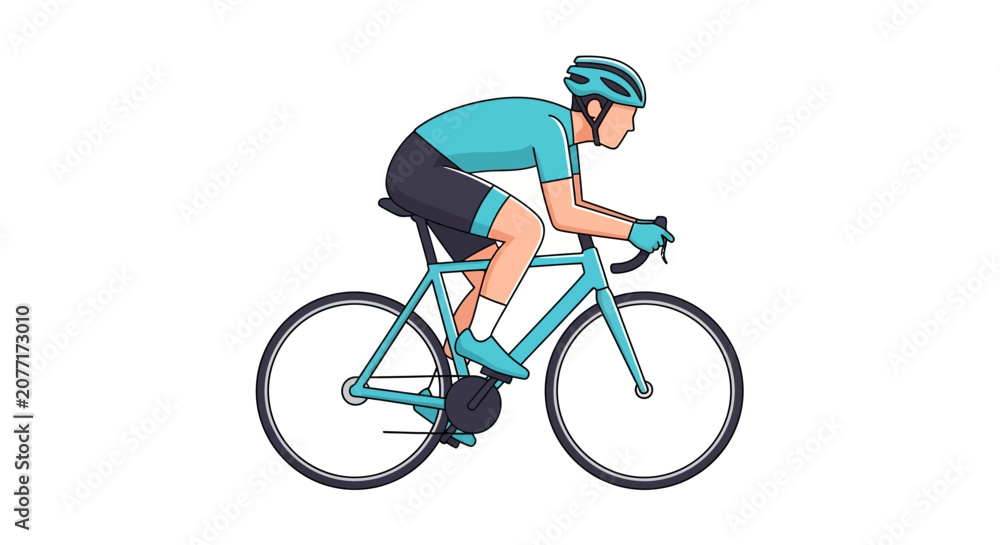 Fototapeta premium Cyclist in motion on a road bike isolated against a white background