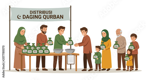 Distribution of Qurban meat to the community during Eid al-Adha
