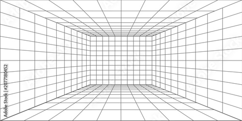 Valokuva Perspective grid background 3d Vector illustration