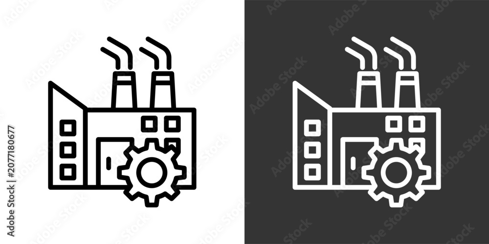 Obraz premium Industrialblack And White Icon Set Collection Pack Vector Illustration