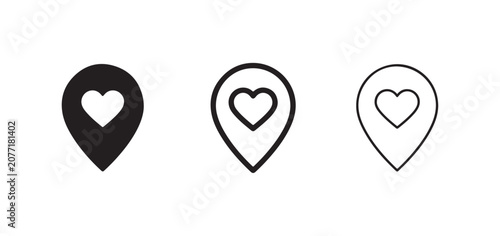 location pin icons with heart shapes in the center used for mapping and navigation purposes  location pins with hearts