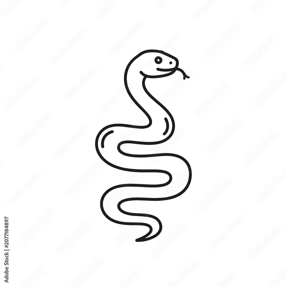 Fototapeta premium Simple Outline Sketch of a Slithering Snake