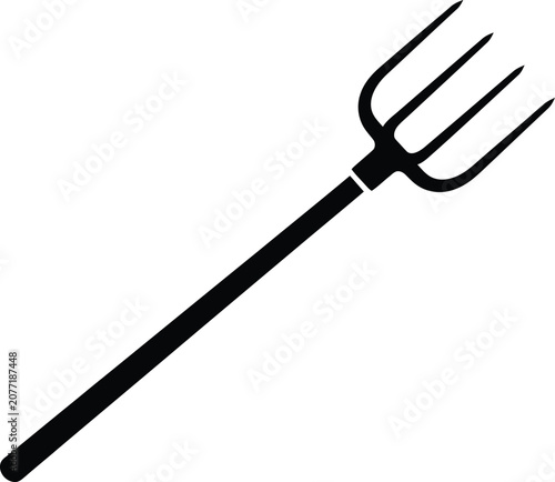 Silhouette vector of a simple gardening pitchfork farm tool design