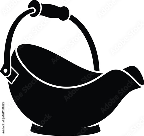 Obraz na plátně Silhouette vector of a traditional coal scuttle bucket icon design