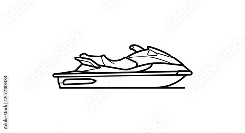 Fotografie Jet ski line drawing on a white background