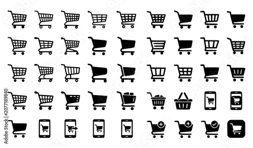 Fotografie Collection of shopping cart icons in various styles and formats