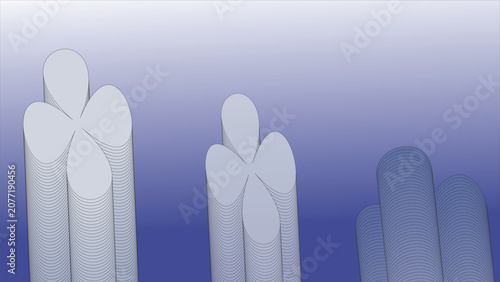 Foto Abstract gradient blue background cylindrical structures rounded tops petal lobe