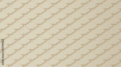 Wallpaper features a repeating beige scale pattern that provides a textured backdrop for elegant interior design projects needing a subtle and neutral surface.
