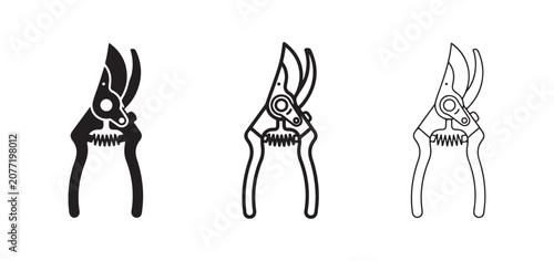 pruning shears or secateurs for gardening and landscaping isolated on white background  hand tools for cutting plants and flowers