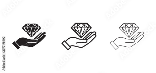hand holding diamond icons  business finance symbol  luxury and wealth concept