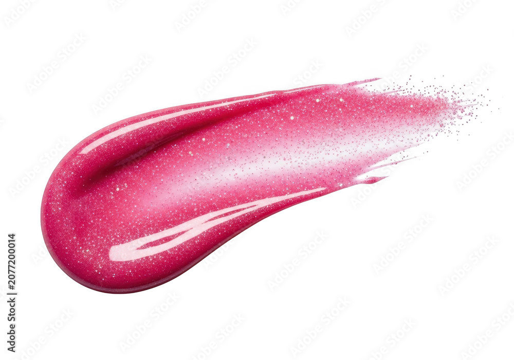 Fototapeta premium Pink lip gloss smear with glitter sparkles