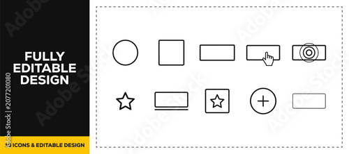 Obraz na plátně flat vector illustration line art icon bundle set design displaying fundamental
