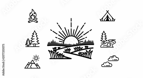 Camping Wilderness Adventure Sunset.