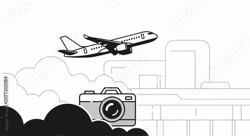Airplane Taking Off Over Camera.